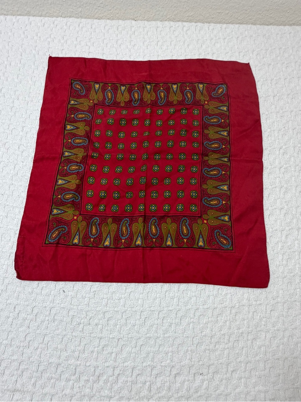 Red Paisley Square Bandana Scarf - Women's Accessory